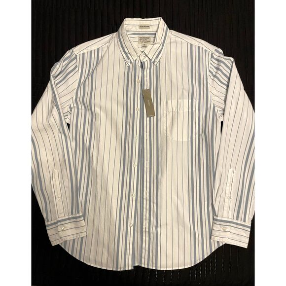 J. Crew Slim Untucked Blue and White Striped Button Down Size Medium NWT - Picture 1 of 8